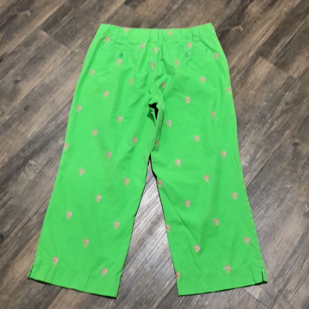 Lilly Pulitzer Capris Pants Palm Trees Green SZ 8 - Picture 4 of 7